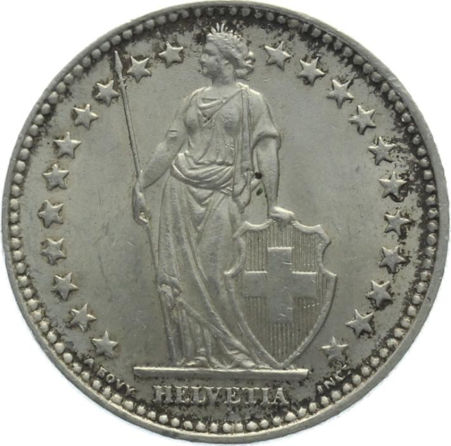 2 Franken 1931 B - fast stempelglanz